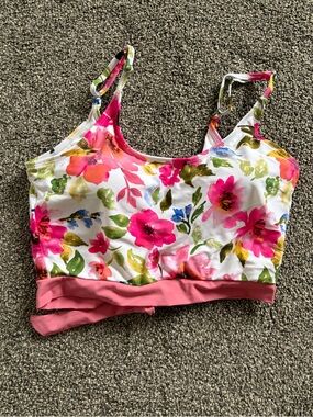 Floral Pink and White Swim Top